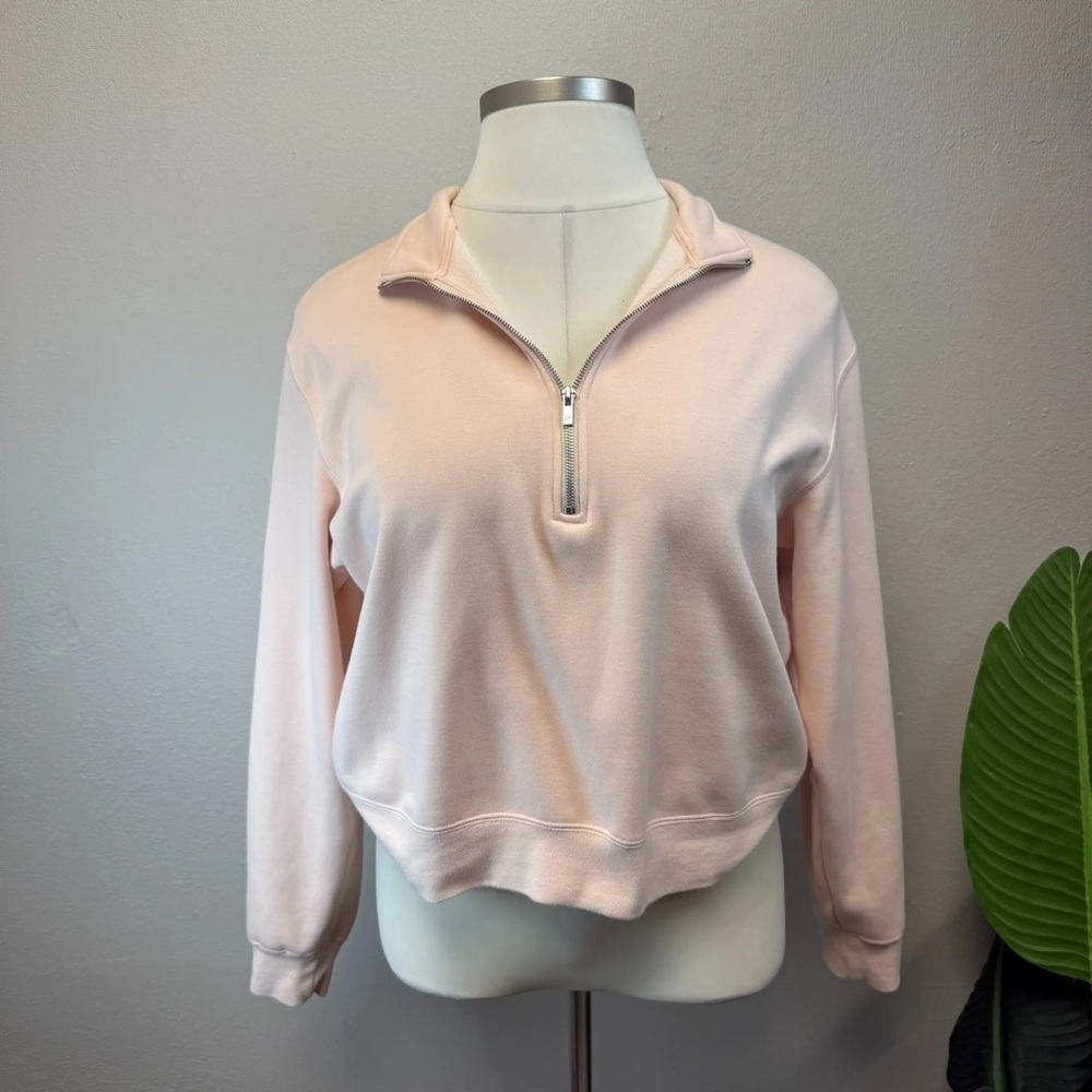 Fabletics Light Peach Cozy Fleece Half-Zip Cropped Sweatshirt - Size XXL